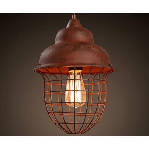 Retro Nordic loft retro cafe bar iron etching lampshade pendant lamp single head restaurant rust