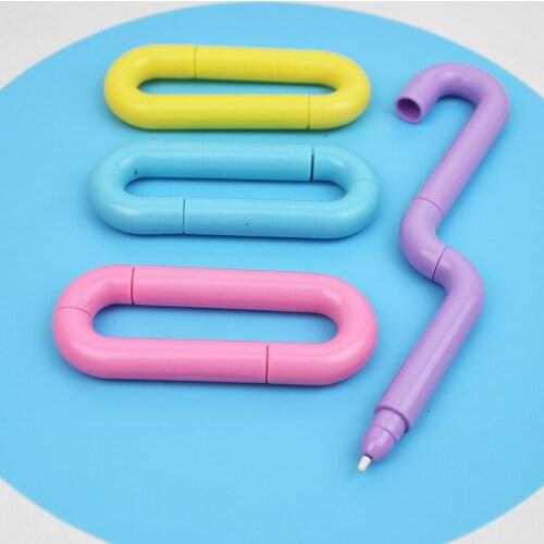 Novel Cartoon Gel Pen Cute Korean Creative Paper Clip Pen Student Water Pen 0.5mm Black Signature Pen School Supplies Stationery