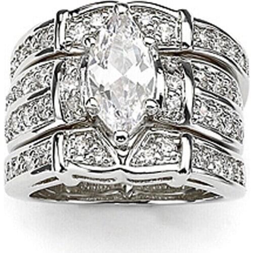 Choucong Wieck Deluxe Lovers AAA Cubic Zirconia 14KT White Gold Filled 3 Wedding Ring Set Sz 5-11 Free shipping Gift
