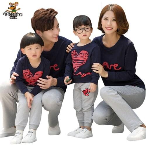 Family Clothing 2020 Autumn Mother Daughter Father Boy Clothes set Family Matching Outfits Cotton LOVE Shirt Pants Family Look