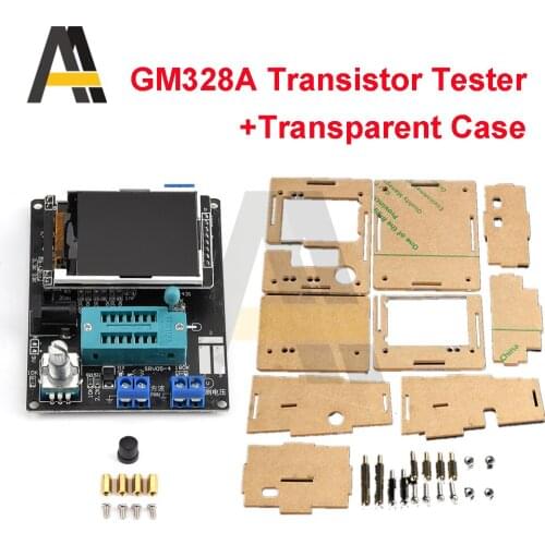 1 Set GM328A Transistor Tester Diode Capacitance ESR Voltage Frequency Meter with Case Russian Version PWM Wave Signal Generator