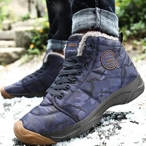 Waterproof Winter Mens Snow Boots Fur Warm Shoes Male Outdoor Hiking Comfortable Mens Boots Size 48 Thicken Work Boot For Male