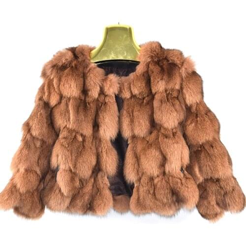 2020Natural Fox Fur Ladies Jacket Fashion Warmth Lightweight Casual Pretty Women Street Style
