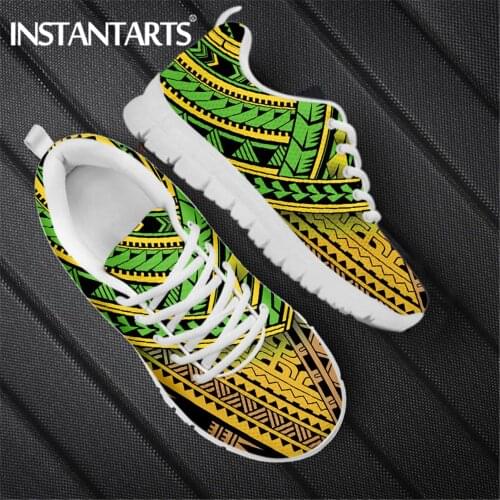 INSTANTARTS Vintage Polynesain Tribal Brand Design Women Mesh Sneaker Shoes Casual Outdoor Footwear Flat Shoe Zapatillas Mujer