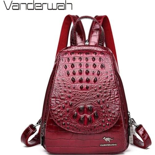 2019 Winter Style 3 in 1 Alligator Backpack Anti-theft Women Bag High Quality Leather Luxury Travel Back pack Chest Bag Mochilas