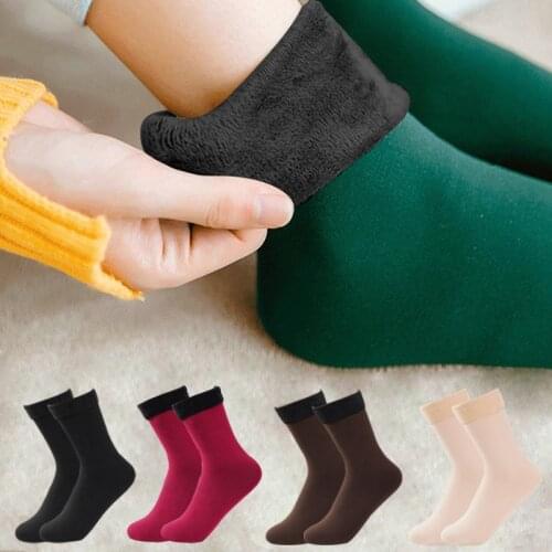 Winter Warmer Women Thicken Thermal Wool Cashmere Snow Socks Seamless Soft Solid Velvet Boots Floor Sleeping Sock for Men Unisex