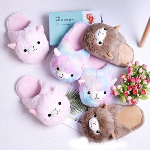 Winter Womens Cartoon Animal Cotton Shoes Indoor Plush Home Slippers Female Sneakers Ladies Warm Floor Bedroom Slides EU35-40