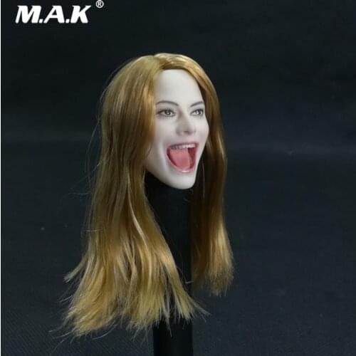 1/6 Scale Blonde Hair Girl Personalized Carving Head Singing Open Mouth Model for 12'' Pale Skin Female Figure Body