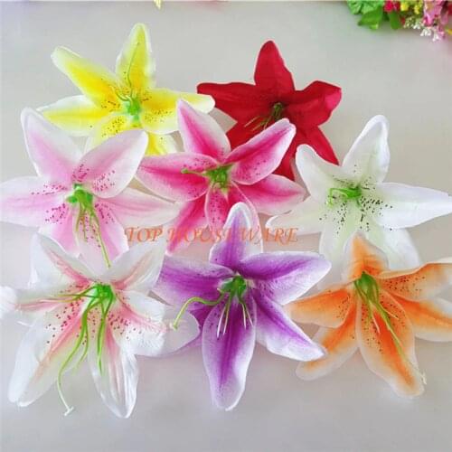 20pcs 13cm 8Colors Artificial Fabric Silk Lily Flower Head For DIY Wedding Wall Arch Decorative Hat Accessoires