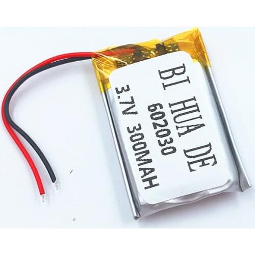 300mAh 602030 3.7V lithium polymer battery, Bluetooth MP3 MP4 Smart Watch wireless card audio recorder Rechargeable Li-ion Cell