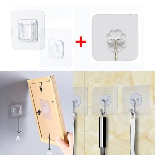 6*6CM Self Adhesive Wall Hooks for Kitchen Socket Holder Wall Mounted Rack Organizer Storage Holder Bathroom Accessories