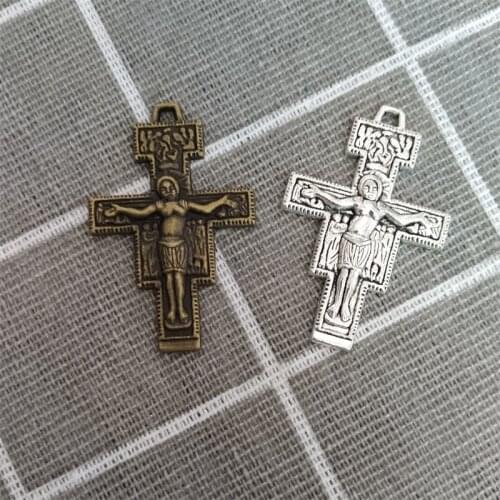 6Pcs 25x38mm Metal Vintage Cross Charms Jesus Tortured Meaningful Pendants Accessories For Making Earrings Necklace DIY Jewelry