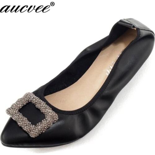 Women Crystal Ballet Flats Size 34-43 2019 Spring Solid Bling Cloth Rhinestone Pointed Toe Slip-On Flat Shoes Woman JT-V002