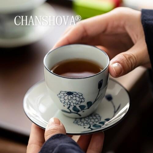 CHANSHOVA 50ml Chinese style Handpainted Ceramic tea cup saucer set coffee cup saucer set Drinking Utensils China porcelain H581