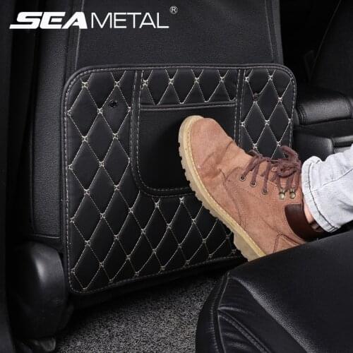 Car Seat Back Protector Cover for Children PU Leather Anti-Child-Kick Pad Waterproof Anti Mud Dirt Cushion with Storage Bag