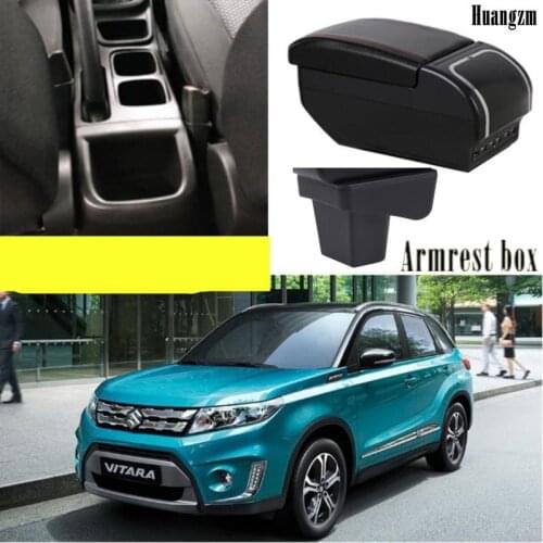 For Suzuki vitara armrest box Double layer central Store content Storage box with Ashtray Cup holder accessories