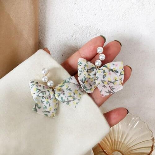 Romatic Elegant Bow Pearl Drop Earring 2021 New Summer Ear Jewelry Accessories Lady Gift
