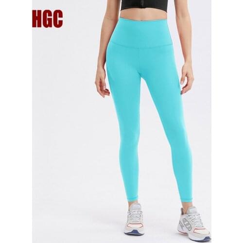 HGC Yoga Pants With High Waist Naked Feeling Gym Leggings Sport Women Fitness Pocket Elastic Squat Proof Sexy Workout Tights