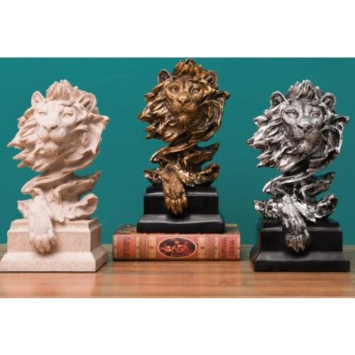 [HHT] Nordic King of Beasts Lion Head Statue and Horse Head Home Decoration Living Room Office Wine Cabinet Mascot Resin Crafts