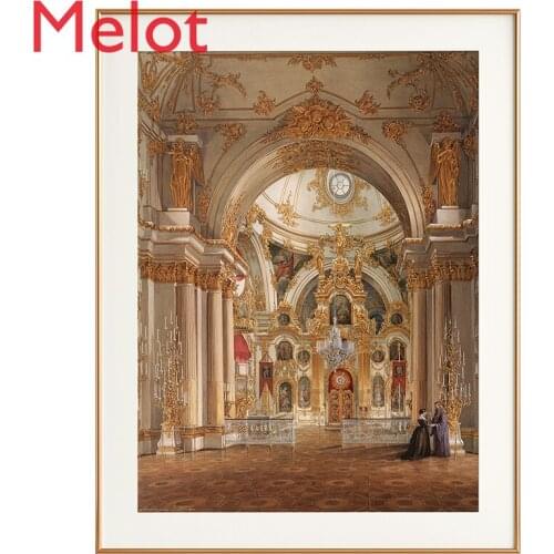 Classical Corridor Wall Decorative Painting French Retro Restaurant Wallpaper Building Hanging Painting