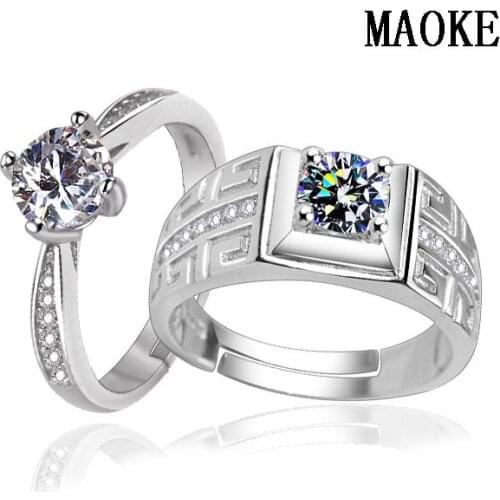 Promotions S925 Europe and The United States Couple Ring Four Claw Zircon Opening Ring Fashion Jewelry for Womens Fashion Gifts