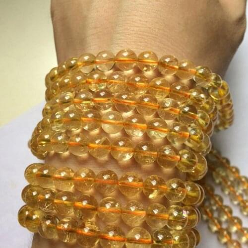 Round yellow citrine stone beads natural gemstone beads DIY loose beads for jewelry making strand 15" wholesale