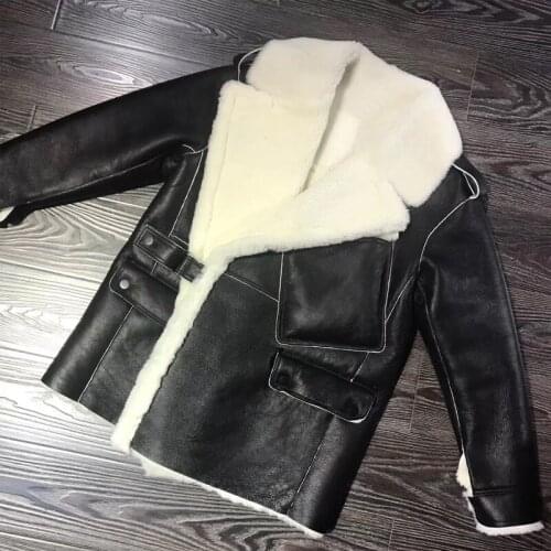Lambskin shearling ladies real jacket women genuine sheep leather skin
