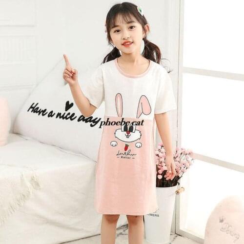 Princess Summer Night Dress Children Home Clothing Pajama Baby Girl Sleepwear Cartoon Rabbit Toddler Girls Nightgown Pyjama