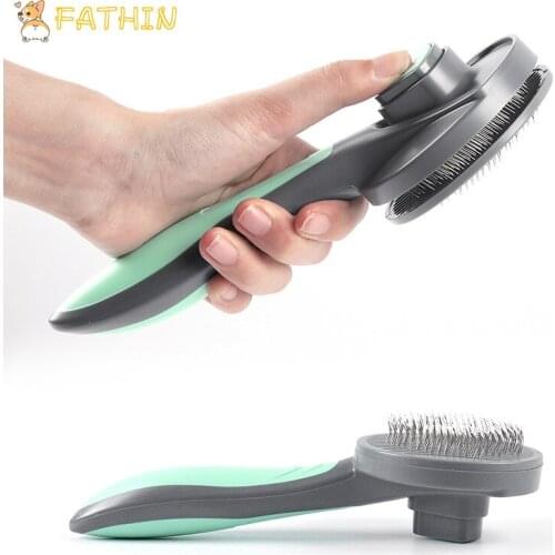 FATHIN New Pet Comb Stainless Steel Needle Comb Dog Cat Hair Removal Comb Dog Grooming Cleaning