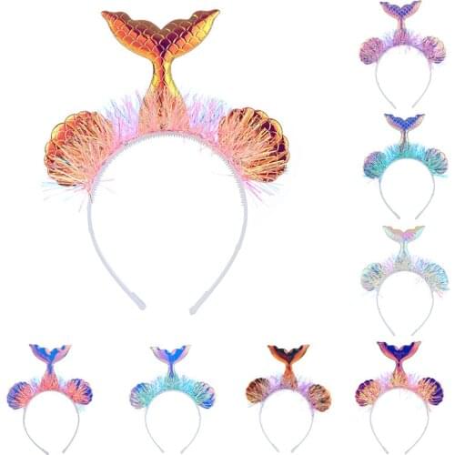 Fashion Sequin Mermaid Headband Hair Band Unicorn Horn Floral Kids Headwear Cartoon Hairbands Baby Party Hair Accessories