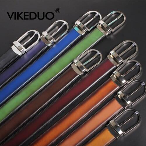 Vikeduo Hand Made Custom Logo New Retro Style Mens Designer Branded Man Genuine Leather Belt