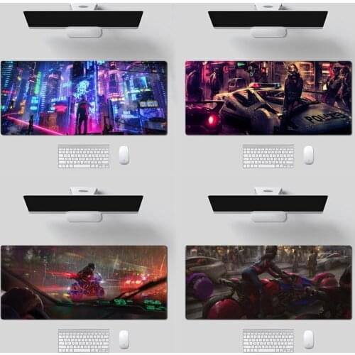Cyberpunk Neon Motorcycle Biker Girl Laptop Keyboard Desk Mat Office Computer Mouse Pad Laptop Mouse Pad Game Mouse Mat