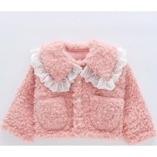 Autumn Christmas Costumes For Girls Lace Jacket Teddy Fur Fashion Kids Clothes For Teens Baby Girls Cardigan Children Outerwear