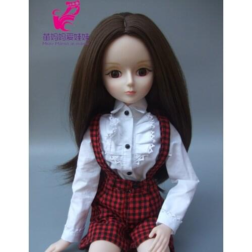 Natural Dark brown Color Soft High Temperature Straight Hair Wig for 1/3 1/4 1/6 doll for Russian handmade doll wigs-013