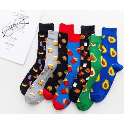 Peonfly Harajuku Japanese Hot Dog Hamburg Avocado Cute Happy Men Funny Food Kawaii Sokken Creative Casual Cotton Socks