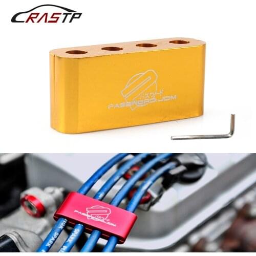 Five Colors High Quality Aluminium JDM Style Spark Plug Wire SPW Separators 4 Holes Wire Separator Spark wire divider RS-HR006