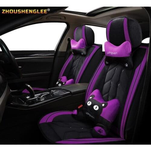 ZHOUSHENGLEE Front Rear Luxury Leather car seat cover For audi a3 sportback nissan note peugeot 206 toyota auris camry 50 hyunda