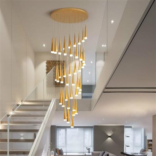 Modern luxury stairwell rotating led chandelier, used in hotel lobbies, club apartments, villas attic adjustable hanging lights