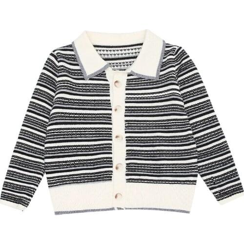 Striped Sweater Cardigan Age For 4 - 14 Years Teenage Girls Long Sleeve Knit Coats 2021 New Arrival Fall Winter Children Clothes