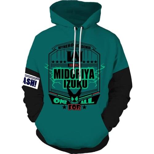 Anime My Hero Academia Boku Izuku Midoriya Cosplay Hoodie Deku Battle Green Hooded Hoodie Coat Jacket Sweatshirt Unisex