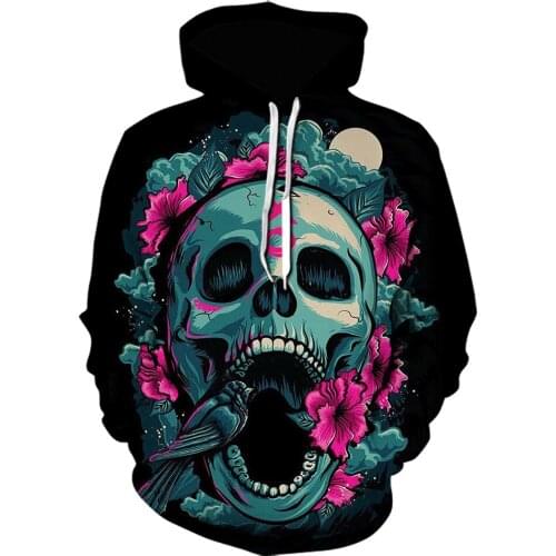 Retro Rose flower 3D Hoodie Vintage Gothic skull Printed Long sleeve Sweatshirt Fashion cool Hooded Pullover harajuku hoodies