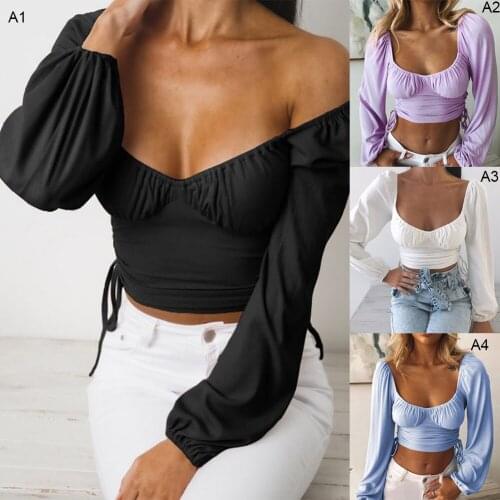 Y2k Top E-girl Sexy Tshirts Tops Long Sleeve Vintage Tops Bandage Cross Drawstring European Long sleeve Y2k Clothes for Womens