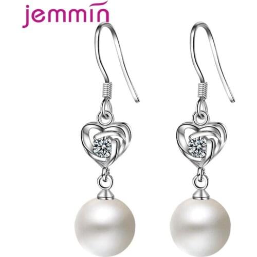 925 Sterling Silver Cubic Zircon & Freshwater Pearl Hook Earrings For Women Charm Wedding/Engagement Party Jewelry Accesssory