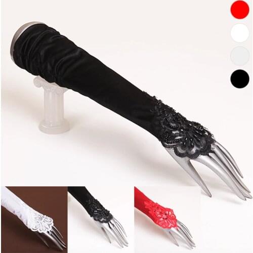 Women Marry Fingerless Bridal Gloves Elegant Beading Sequins White Ivory Black Red Glove Wedding Accessories Wholesale GV002