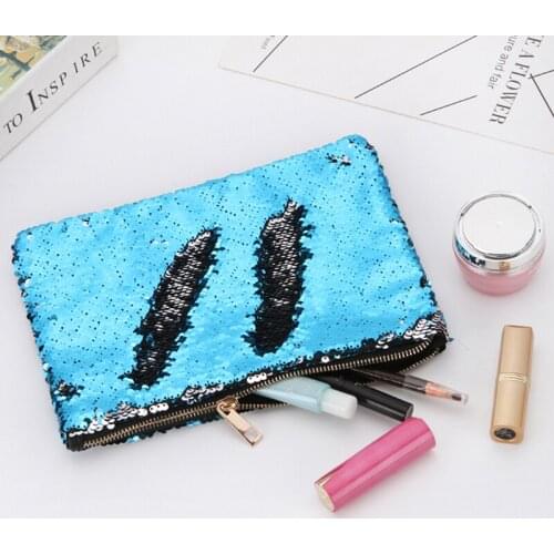 Ladies Sequin Clutch Sport Bags Women Reversible Sequins Glitter Handbag Running Bags Purse Zipper Cosmetic Bag
