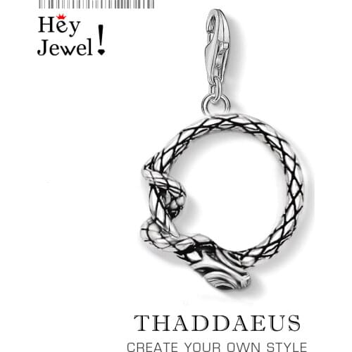 Snake Round Charms Pendant 2019 Europe Jewelry Findings Accessories 925 Sterling Silver Fashion Jewelry Gift For Women Girls