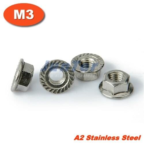 1000pcs/lot DIN6923 M3 Stainless steel A2 Hex Flange Nuts
