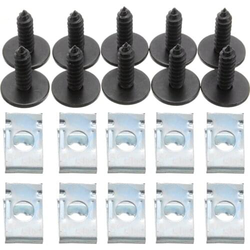 20pcs Steel Chassis Engine Guard Metal Nut Screw Washers U-shape Clip Car Fender Bumper Cross Head Screws Kit For BMW