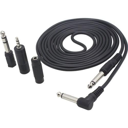 3M/ 10 Feet Instrument Guitar Audio Cable 1/4-Inch 6.35mm Straight to Right Angle Plug Black ABS Jacket with 3 Adapters