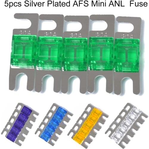 5PCS/Pack 30A / 40A / 60A / 80A / 100A Nickel Plated Mini ANL Fuses LOT Car Audio Nickel Plated